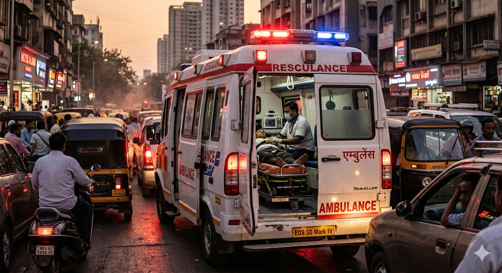 Ambulance stuck in traffic